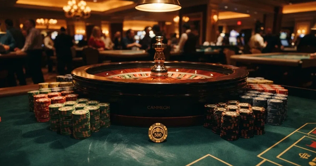 Een overzichtelijke rij van tien casino-logo's op een donkere achtergrond, met een gouden accentlijn die de bovenste drie markeert